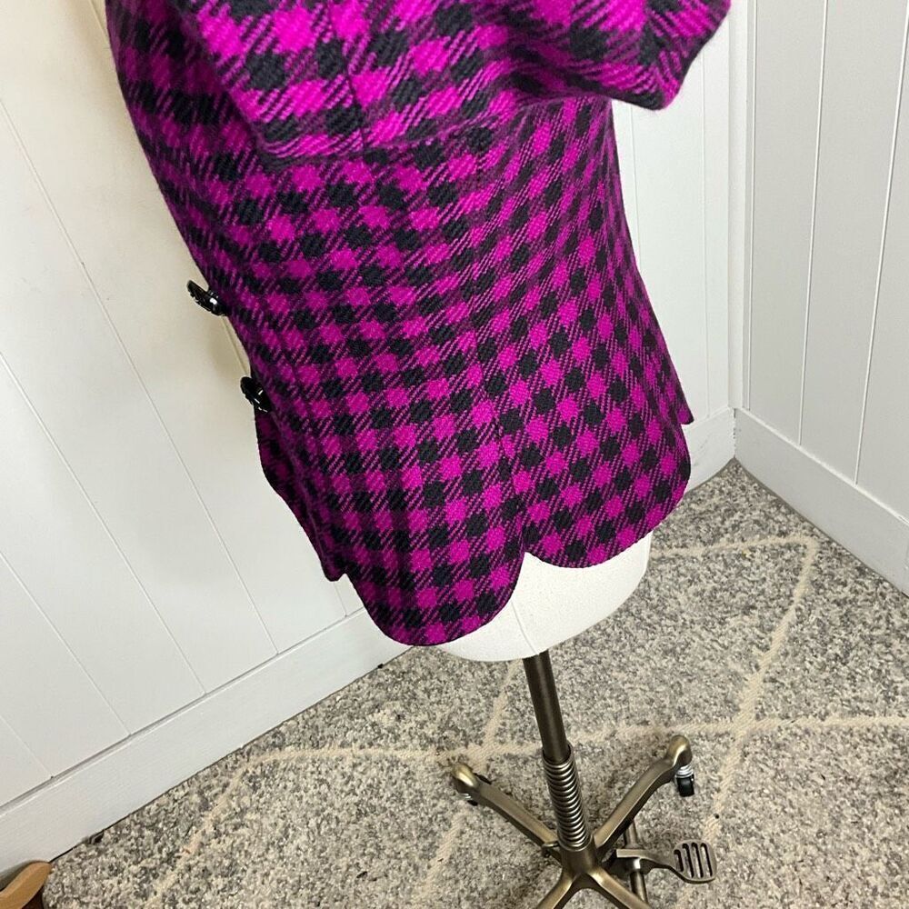Vintage Albert Nipon Suits Women's 6 Black Pink 100% Wool Peacoat Suit Jacket - Picture 9 of 13